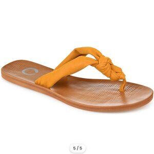 Women's Journee Collection Mustard Yellow Brindle Vegan Flip-Flops NWOT